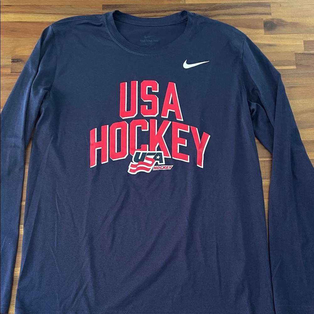 Nike Navy USA Hockey Long Sleeve Tee